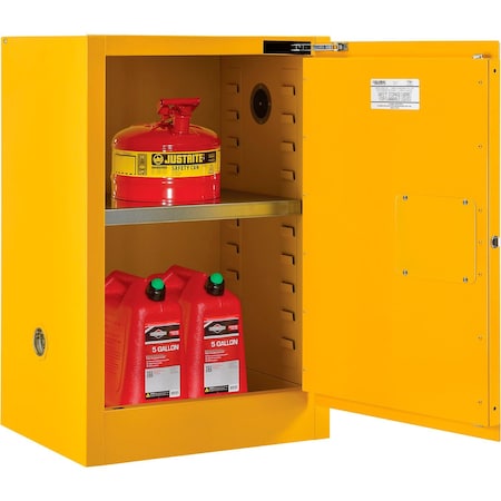 Global Industrial Flammable Cabinet, Self Close Single Door, 12 Gallon, 23Wx19Dx35H 316091